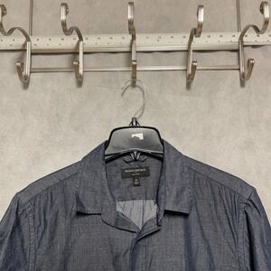 Banana Republic Shirt Men M Geometric Chambray Denim Soft Wash Flecked Casual